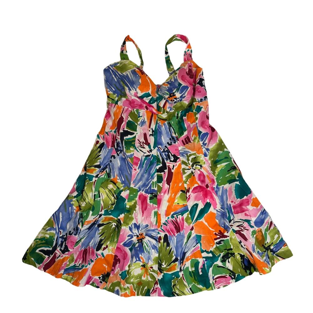 Vintage R&K originals colorful sleeveless floral A-line sundress womens 10
